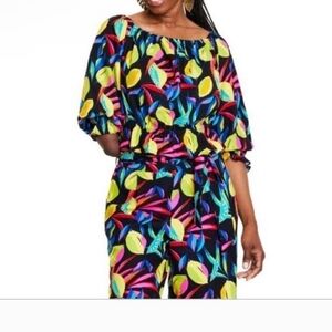 Tabitha Brown Lemon Print Top and Pants Set
